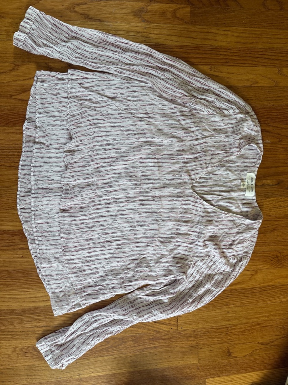 cloth & stone Light Pink Striped V-Neck Long Sleeve Top